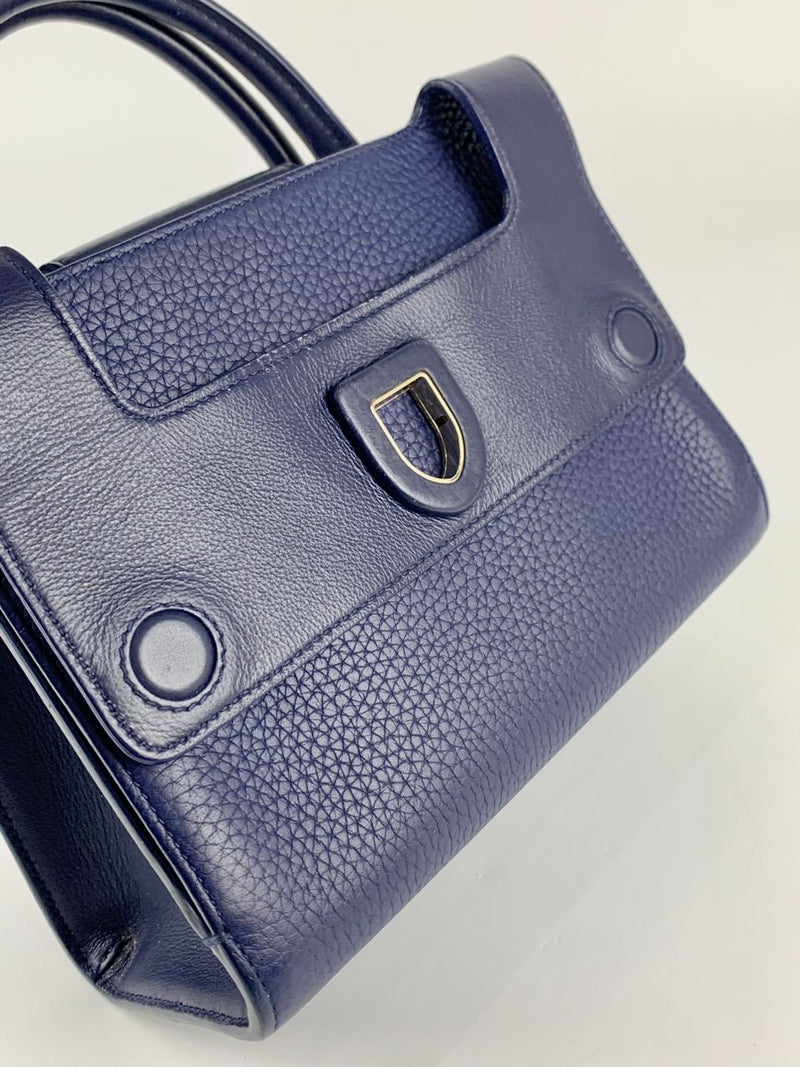 Blue Pebbled Leather Diorever Mini Bag