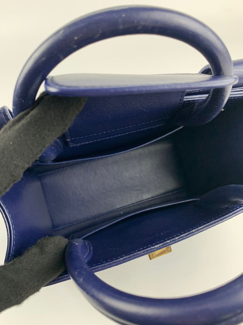 Blue Pebbled Leather Diorever Mini Bag