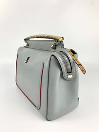 Light Blue Smooth Calfskin Leather and Python DotCom Satchel Bag 8BN293