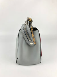 Light Blue Smooth Calfskin Leather and Python DotCom Satchel Bag 8BN293