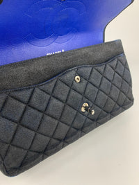 Navy Blue Jersey Classic Jumbo Double Flap Bag