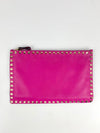 Rockstud Fuschia Leather Clutch