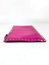 Rockstud Fuschia Leather Clutch