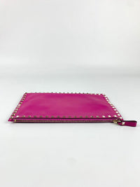 Rockstud Fuschia Leather Clutch