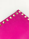 Rockstud Fuschia Leather Clutch