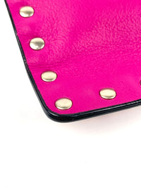 Rockstud Fuschia Leather Clutch