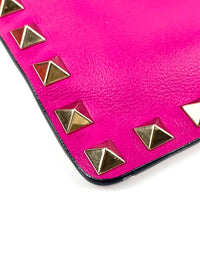 Rockstud Fuschia Leather Clutch