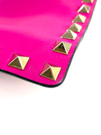 Rockstud Fuschia Leather Clutch