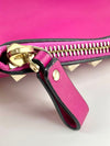 Rockstud Fuschia Leather Clutch