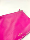 Rockstud Fuschia Leather Clutch