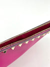 Rockstud Fuschia Leather Clutch