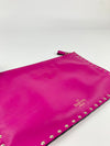 Rockstud Fuschia Leather Clutch