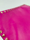 Rockstud Fuschia Leather Clutch