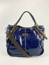 G Line Patent Leather Blue Tote Bag