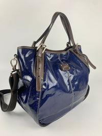 G Line Patent Leather Blue Tote Bag