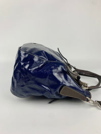 G Line Patent Leather Blue Tote Bag