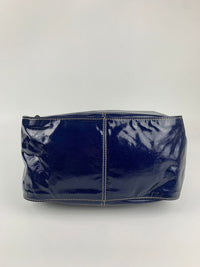 G Line Patent Leather Blue Tote Bag