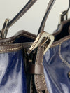 G Line Patent Leather Blue Tote Bag