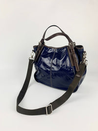 G Line Patent Leather Blue Tote Bag