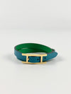 Turquoise Vert Verone/Bambou Behapi Double Tour Reversible Swift Leather Bracelet&nbsp;