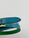 Turquoise Vert Verone/Bambou Behapi Double Tour Reversible Swift Leather Bracelet&nbsp;