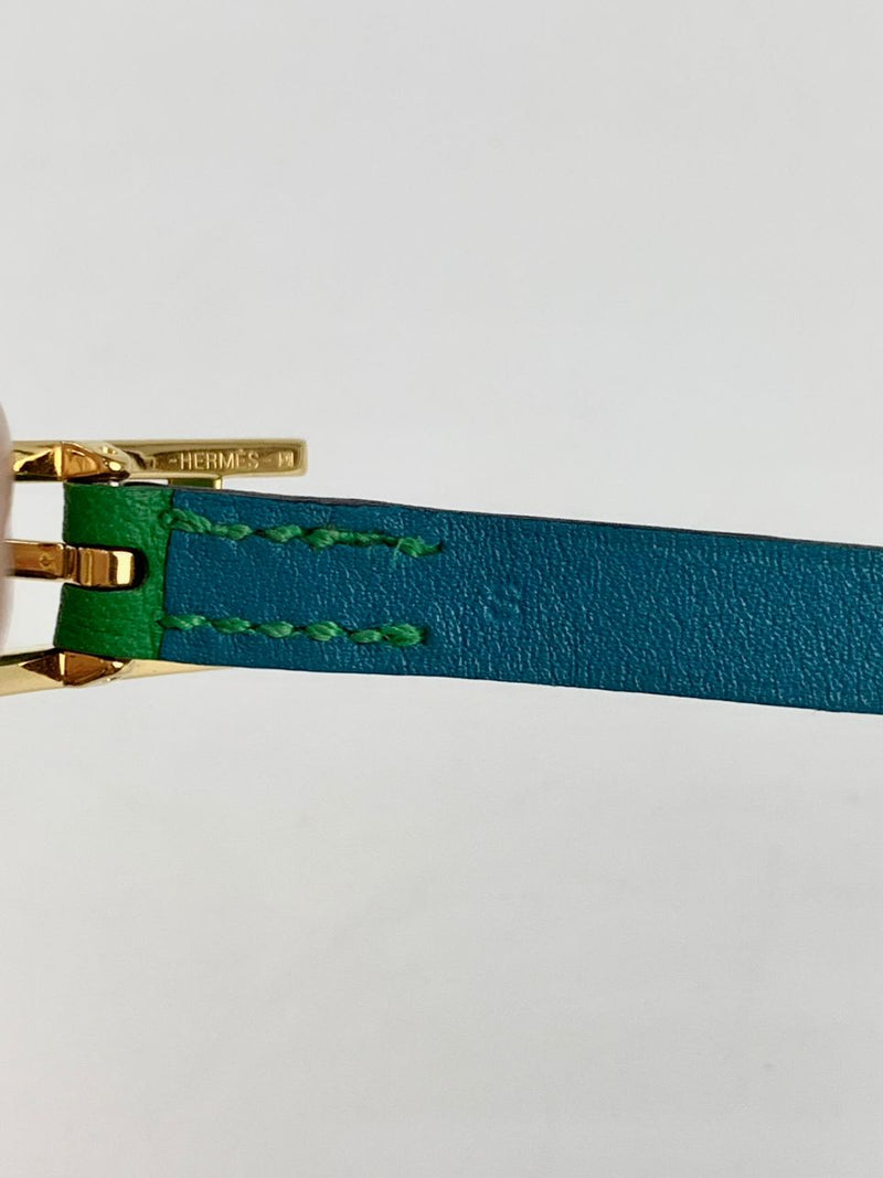 Turquoise Vert Verone/Bambou Behapi Double Tour Reversible Swift Leather Bracelet&nbsp;