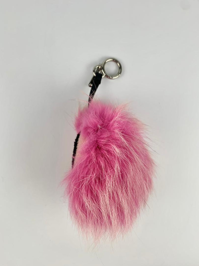 Fox Fur Shearling Crystal Tria Monster Bag Bug Charm Bubblegum SHW