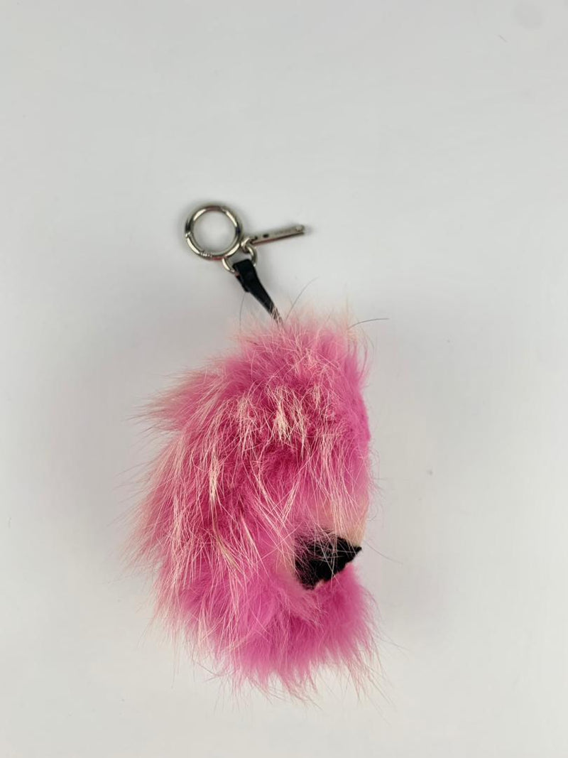 Fox Fur Shearling Crystal Tria Monster Bag Bug Charm Bubblegum SHW