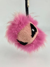 Fox Fur Shearling Crystal Tria Monster Bag Bug Charm Bubblegum SHW