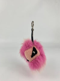 Fox Fur Shearling Crystal Tria Monster Bag Bug Charm Bubblegum SHW