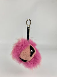 Fox Fur Shearling Crystal Tria Monster Bag Bug Charm Bubblegum SHW