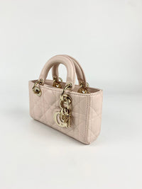 Lady D-Joy Micro Bag in Powder Pink Cannage Lambskin PGHW