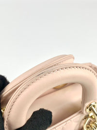 Lady D-Joy Micro Bag in Powder Pink Cannage Lambskin PGHW