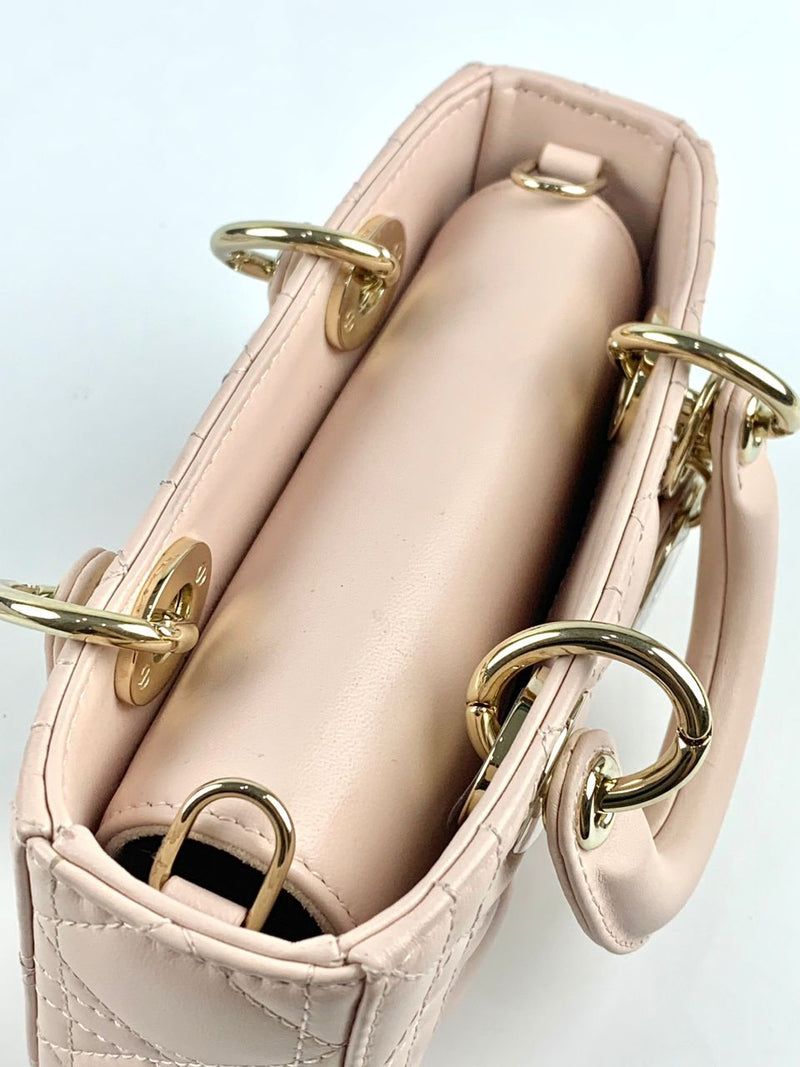 Lady D-Joy Micro Bag in Powder Pink Cannage Lambskin PGHW