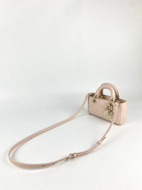 Lady D-Joy Micro Bag in Powder Pink Cannage Lambskin PGHW