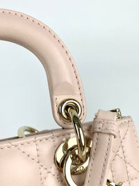 Lady D-Joy Micro Bag in Powder Pink Cannage Lambskin PGHW