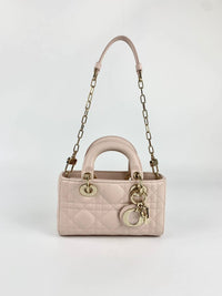 Lady D-Joy Micro Bag in Powder Pink Cannage Lambskin PGHW