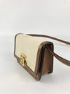 Two Tone Mini TB Canvas &amp; Leather Crossbody in Beige / Brown