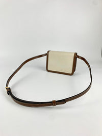 Two Tone Mini TB Canvas &amp; Leather Crossbody in Beige / Brown