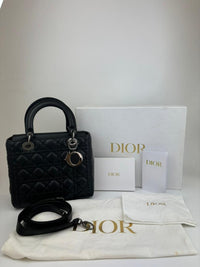 Medium Lady Dior in Black Cannage Lambskin BHW