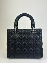 Medium Lady Dior in Black Cannage Lambskin BHW