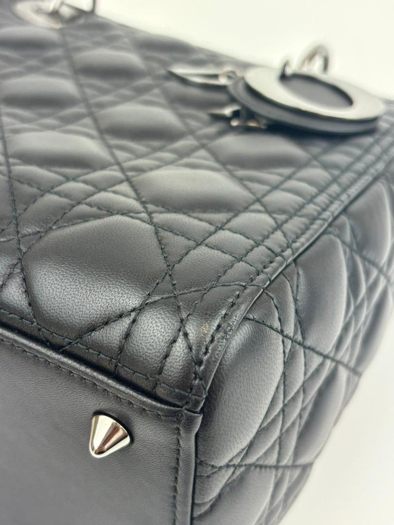 Medium Lady Dior in Black Cannage Lambskin BHW