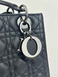 Medium Lady Dior in Black Cannage Lambskin BHW