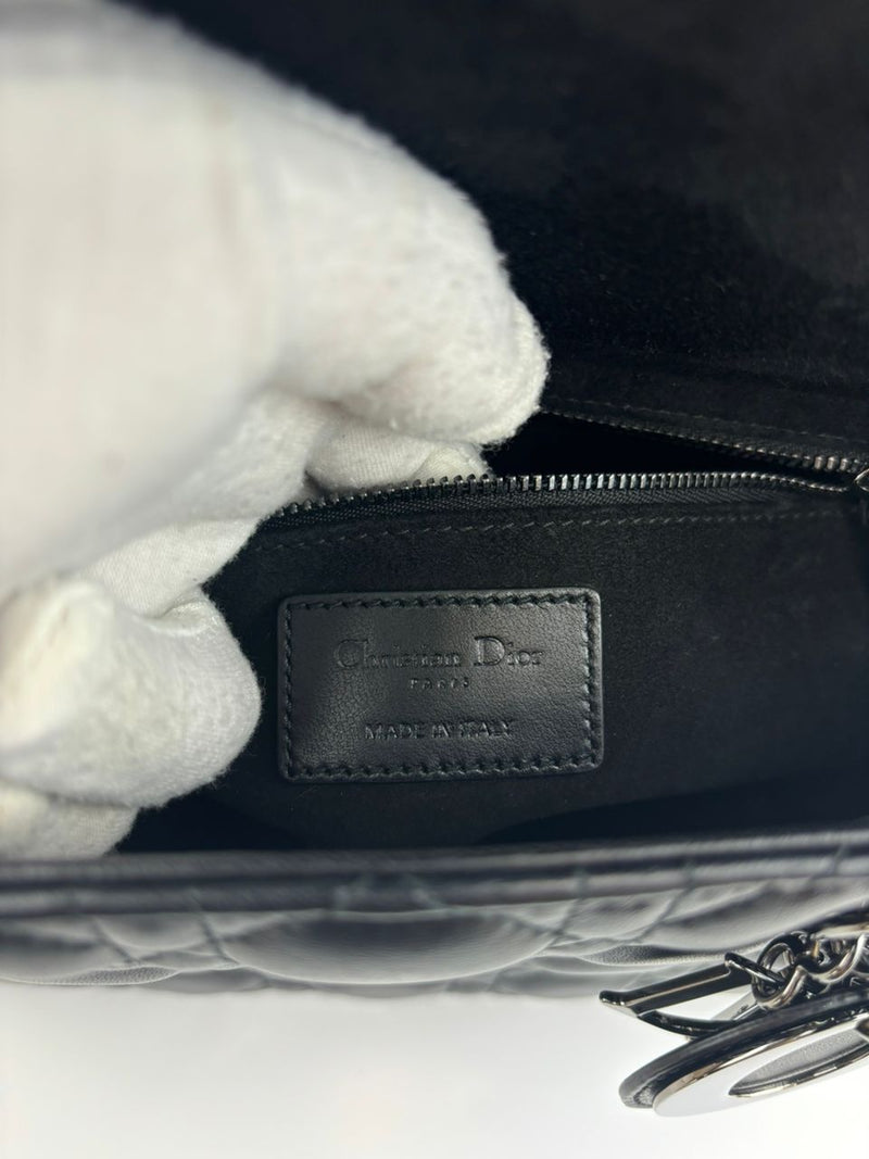 Medium Lady Dior in Black Cannage Lambskin BHW