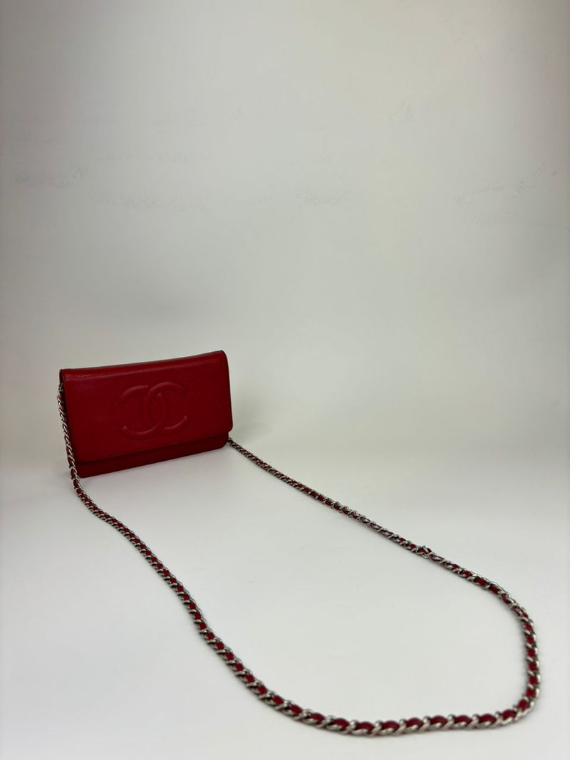 Timeless CC Wallet on Chain in Red Caviar SHW