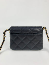 Black Mini Flap Bag in Black Grained Shiny Calfskin &amp; Gold-Tone Metal (Cash Price in Description)