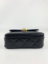 Black Mini Flap Bag in Black Grained Shiny Calfskin &amp; Gold-Tone Metal (Cash Price in Description)