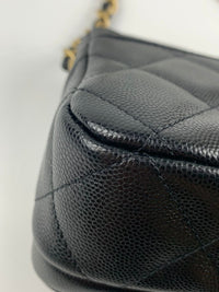 Black Mini Flap Bag in Black Grained Shiny Calfskin &amp; Gold-Tone Metal (Cash Price in Description)