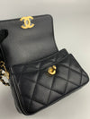 Black Mini Flap Bag in Black Grained Shiny Calfskin &amp; Gold-Tone Metal (Cash Price in Description)