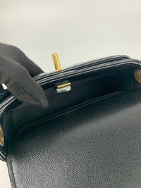 Black Mini Flap Bag in Black Grained Shiny Calfskin &amp; Gold-Tone Metal (Cash Price in Description)